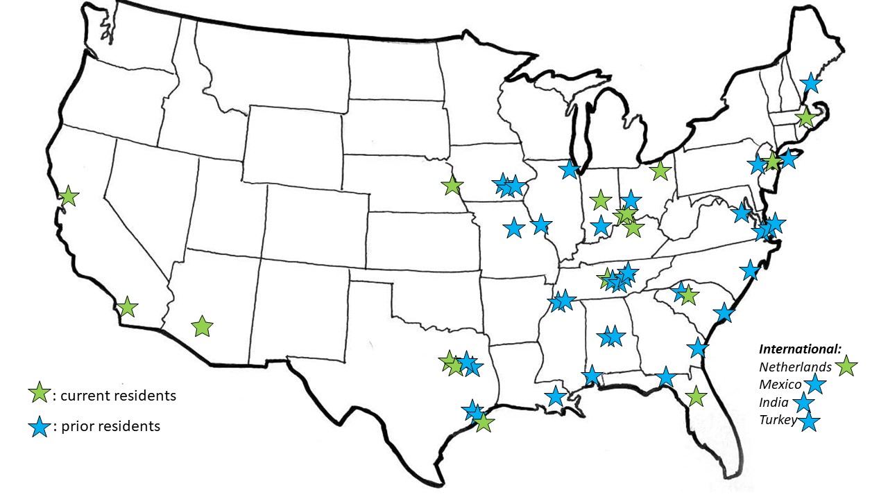 Map of where child neurology residents are from