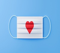 surgical mask with a heart in the center