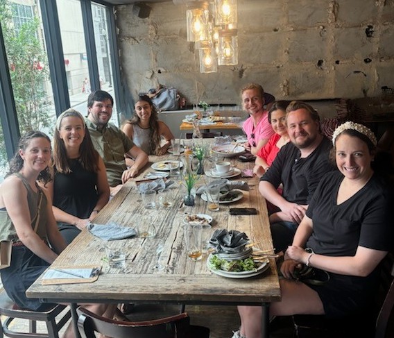 Residents at a group lunch