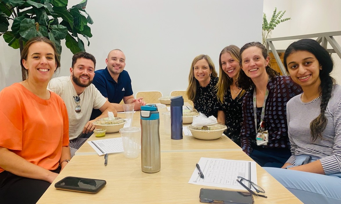 Residents at a group lunch