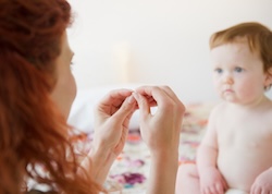 health care worker and baby