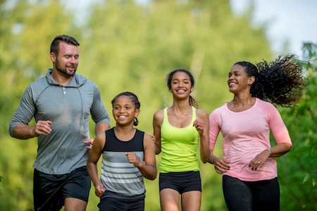 family running together