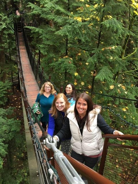 Members on a bridge exploring